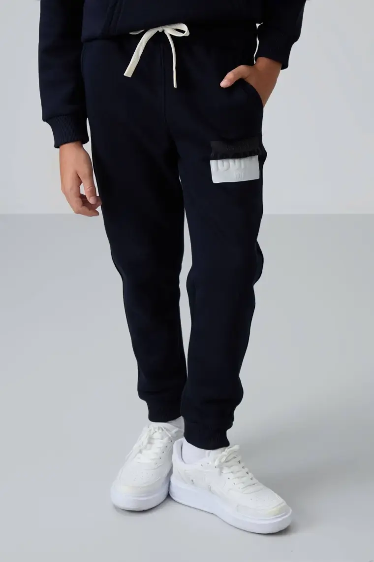 Tommy Life Lacivert Pamuklu Kalın İçi Tüylü Yumuşak Dokulu Standart Fit Baskılı Erkek Çocuk Eşofman Takım - 11246
