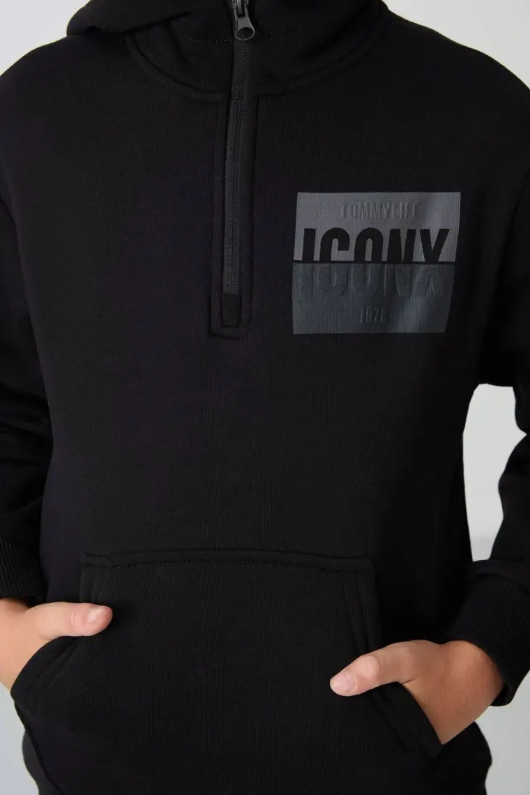 Tommy Life Lacivert Pamuklu Kalın İçi Tüylü Yumuşak Dokulu Standart Fit Baskılı Erkek Çocuk Eşofman Takım - 11246