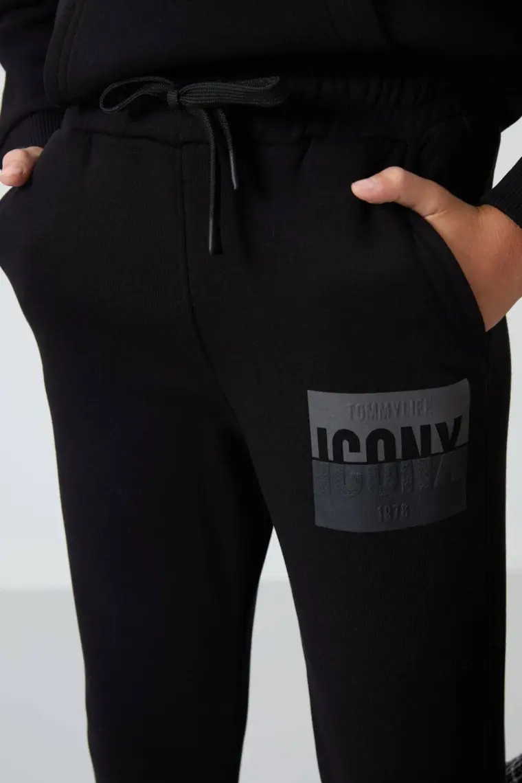 Tommy Life Lacivert Pamuklu Kalın İçi Tüylü Yumuşak Dokulu Standart Fit Baskılı Erkek Çocuk Eşofman Takım - 11246