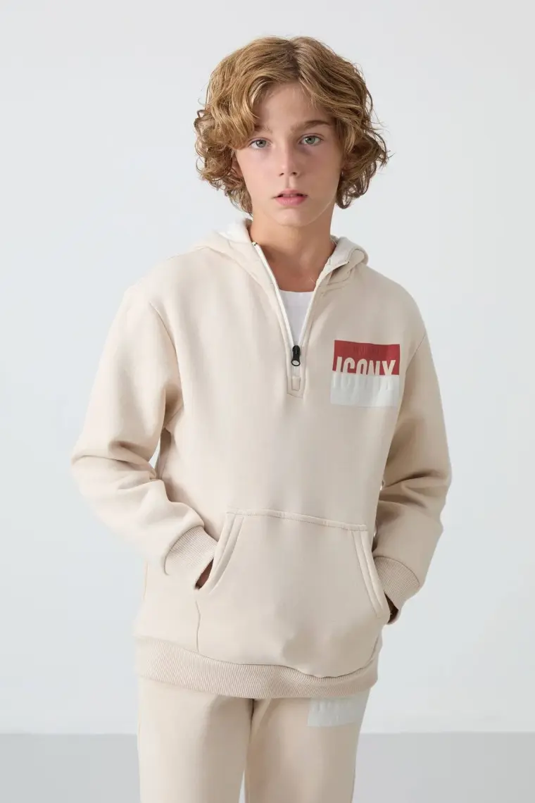 Tommy Life Lacivert Pamuklu Kalın İçi Tüylü Yumuşak Dokulu Standart Fit Baskılı Erkek Çocuk Eşofman Takım - 11246