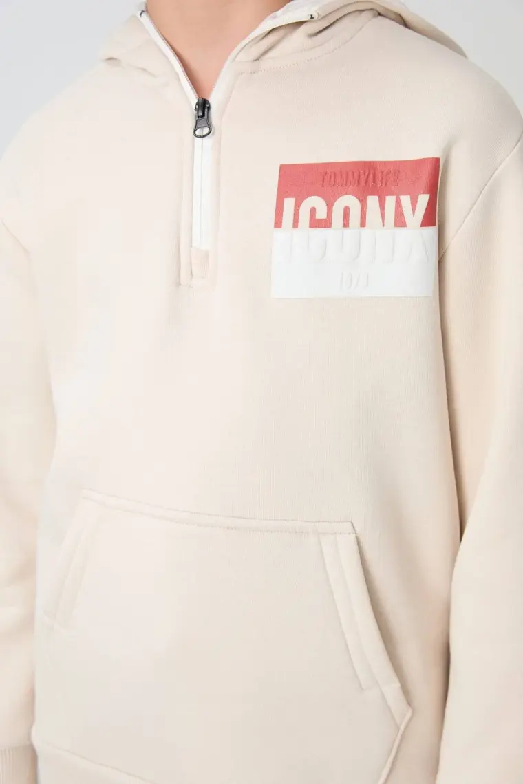 Tommy Life Lacivert Pamuklu Kalın İçi Tüylü Yumuşak Dokulu Standart Fit Baskılı Erkek Çocuk Eşofman Takım - 11246
