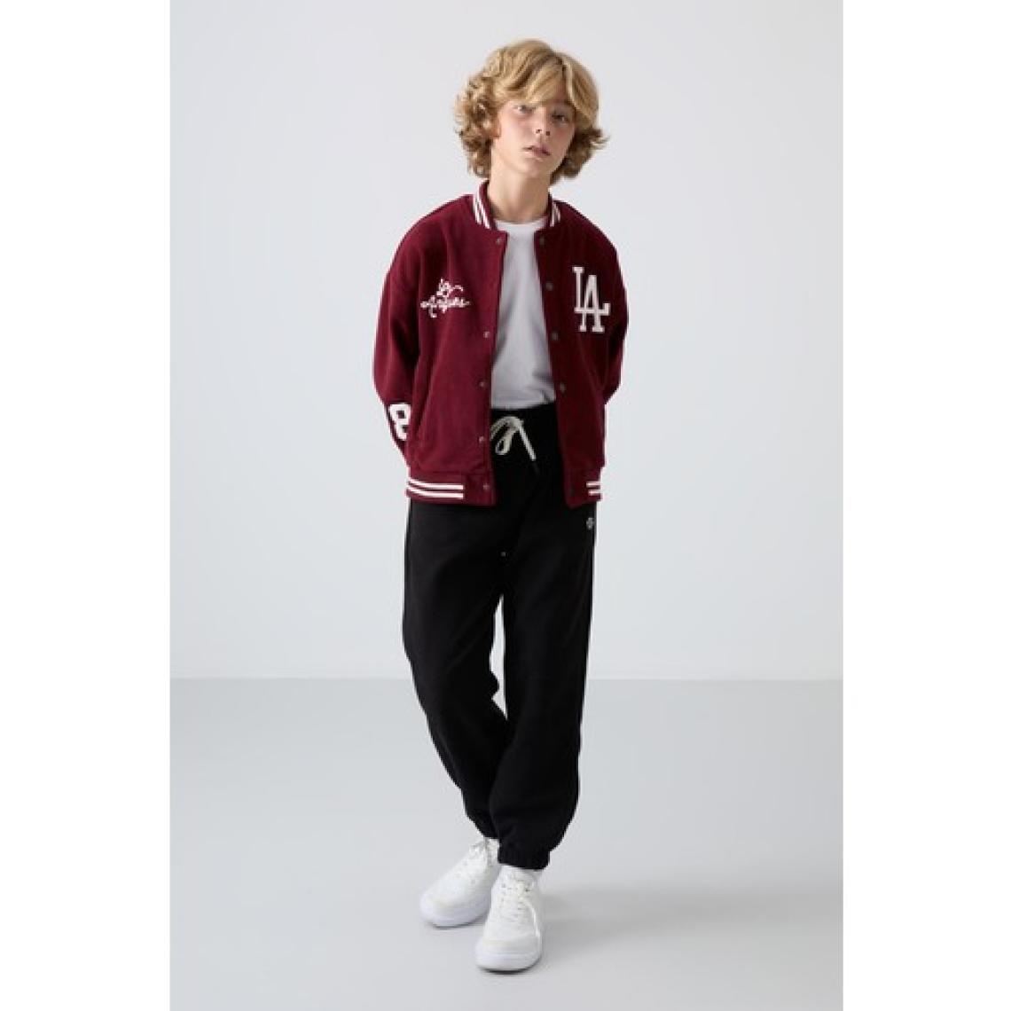 Tommy Life Siyah Kalın Yumuşak Dokulu Standart Fit Nakışlı Polar Erkek Çocuk Eşofman Alt - 11220