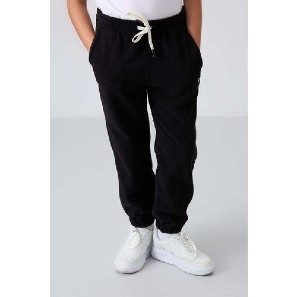 Tommy Life Siyah Kalın Yumuşak Dokulu Standart Fit Nakışlı Polar Erkek Çocuk Eşofman Alt - 11220