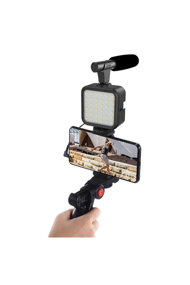 Hobimtek Profesyonel Vlogging Seti Video Kiti Tripod Mikrofon LED Işık Telefon Tutucu Kumandalı Selfie Vlog Tiktok Youtube