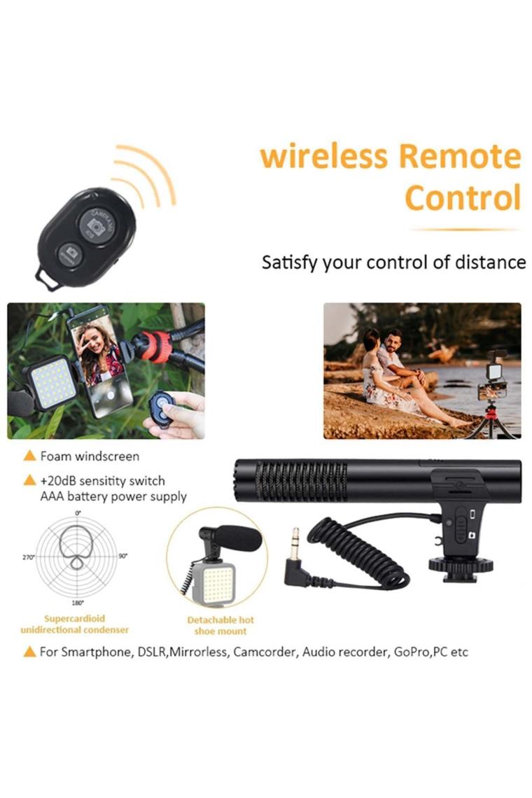 Hobimtek Profesyonel Vlogging Seti Video Kiti Tripod Mikrofon LED Işık Telefon Tutucu Kumandalı Selfie Vlog Tiktok Youtube