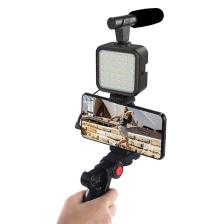 Hobimtek Profesyonel Vlogging Seti Video Kiti Tripod Mikrofon LED Işık Telefon Tutucu Kumandalı Selfie Vlog Tiktok Youtube