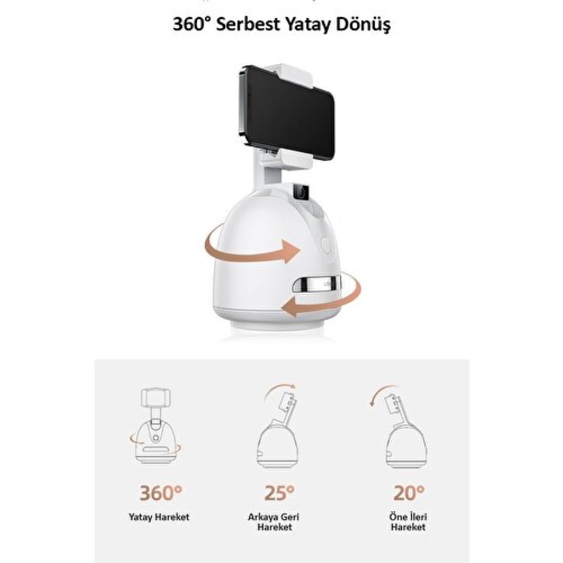 Usams US-ZB239 Smart 360° Yüz ve Vucut Takipli Şarjlı Yapay Zeka Destekli Canlı Yayın Telefon Gimbal