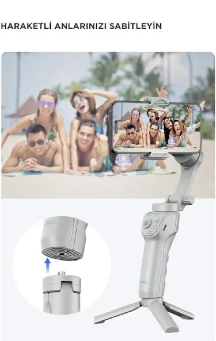 Torima M01 Gri Çok Amaçlı Gimbal Özellikli Tripod Selfie Çubuğu