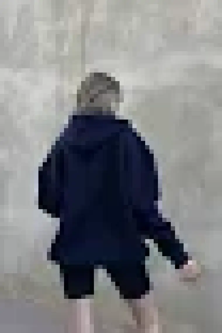 la & vetta Koyu Lacivert Kapüşonlu Oversize Fermuarlı Şardonlu Sweatshirt