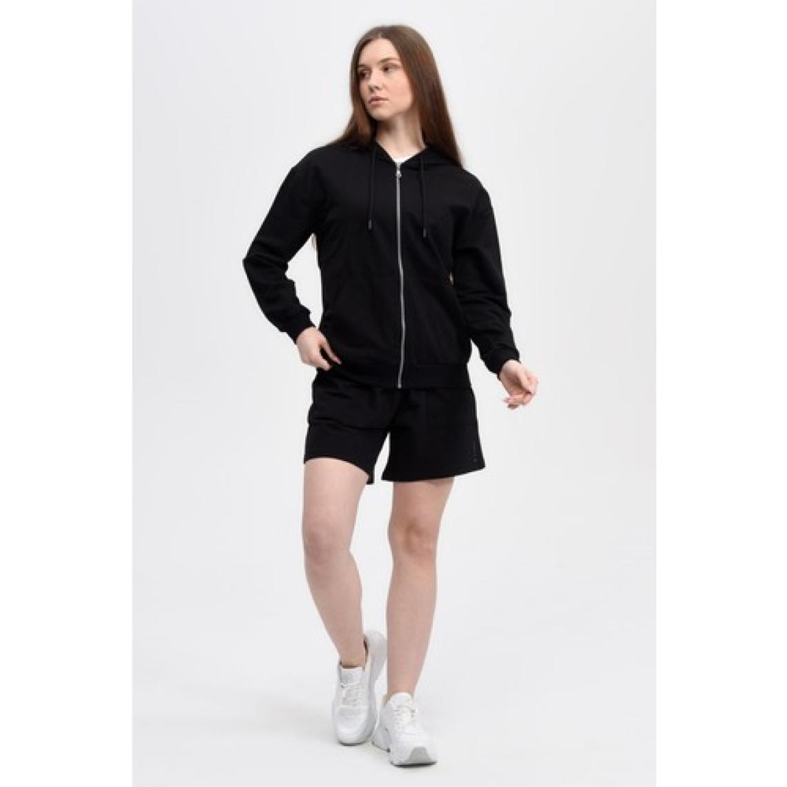 Defy's Kadın Kapüşonlu Fermuarlı Oversıze Sweatshirt Siyah