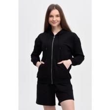 Defy's Kadın Kapüşonlu Fermuarlı Oversıze Sweatshirt Siyah