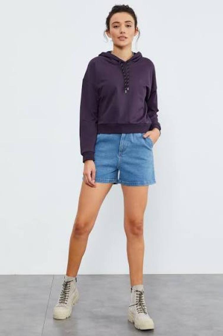 Tommy Life Tommy Life  Klasik Kapüşonlu Kadın Sweatshirt