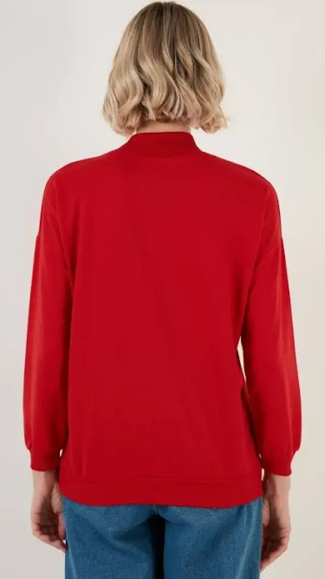 Lela Dik Yaka Basic Örme Sweat Bayan Sweat 5863323