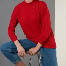 Lela Dik Yaka Basic Örme Sweat Bayan Sweat 5863323