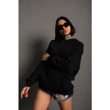 Trendseninle Kadın Siyah Oversize Kapüşonlu Sweatshirt