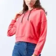 Tommy Life Fuşya Uzun Kol Rahat Form Kapüşonlu Kadın Sweatshirt - 97115