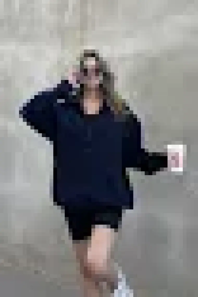 la & vetta Koyu Lacivert Kapüşonlu Oversize Fermuarlı Şardonlu Sweatshirt