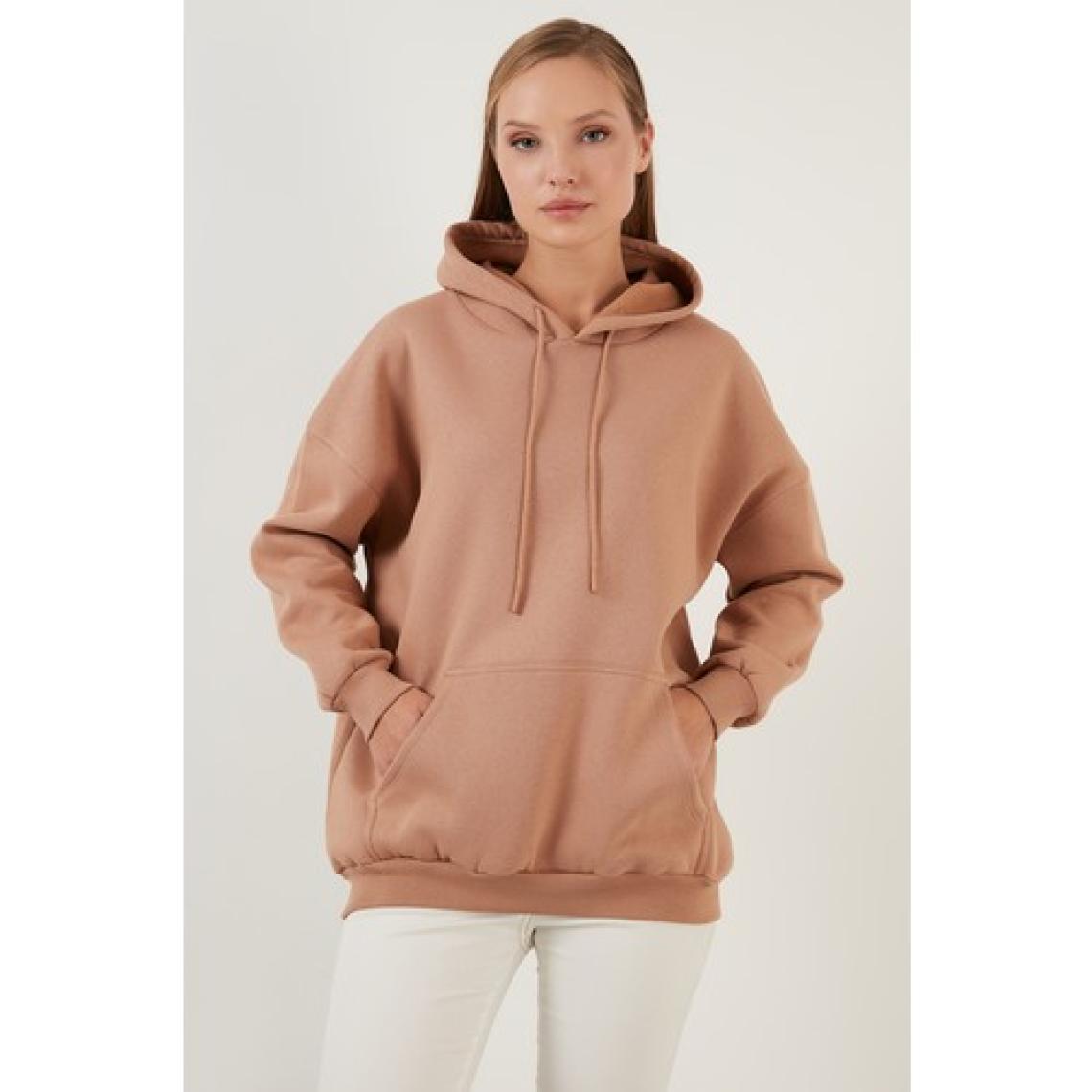 Lela Regular Fit Pamuklu Kapüşonlu Yaka Şardonlu Kışlık Sweat Bayan SWEAT 5863854