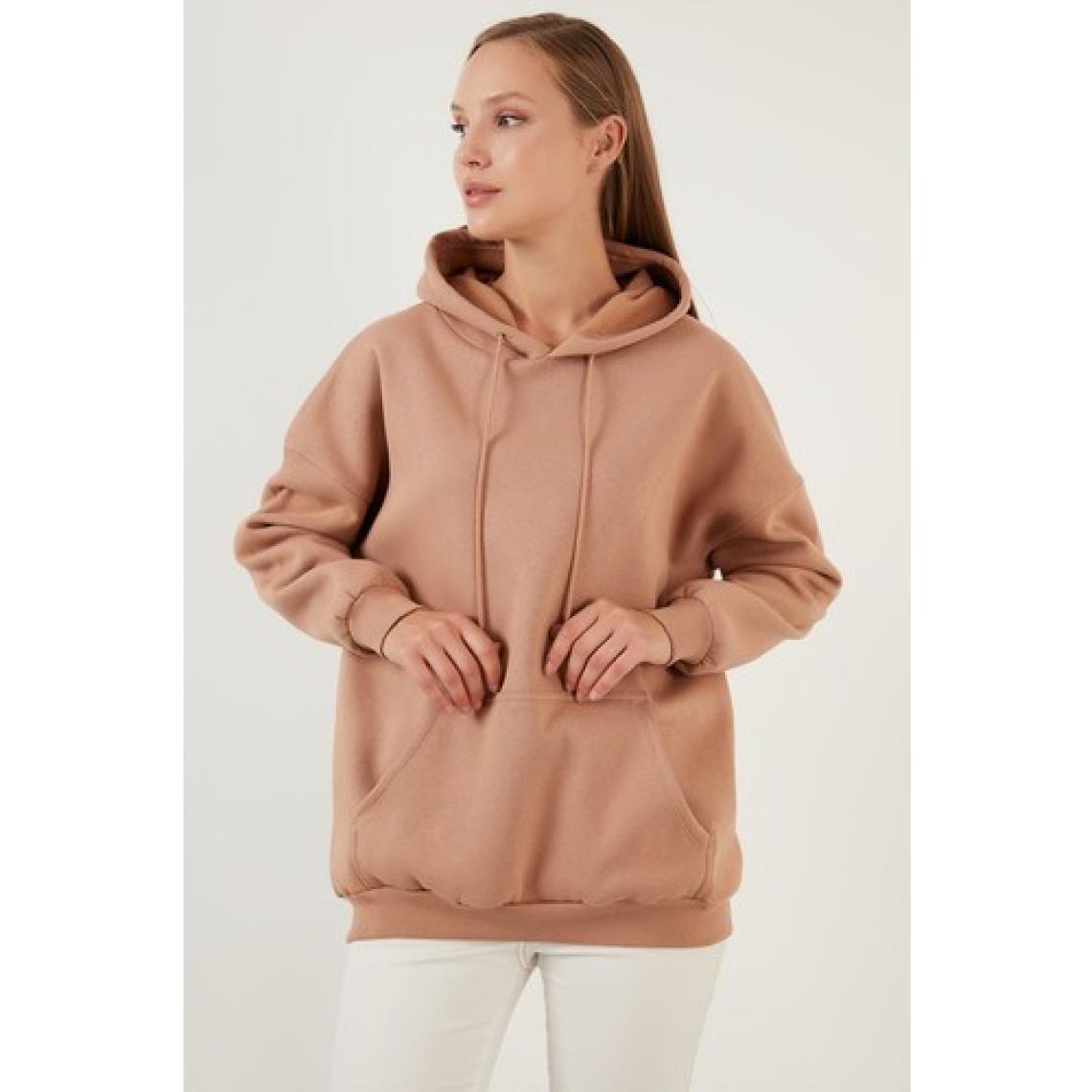 Lela Regular Fit Pamuklu Kapüşonlu Yaka Şardonlu Kışlık Sweat Bayan SWEAT 5863854