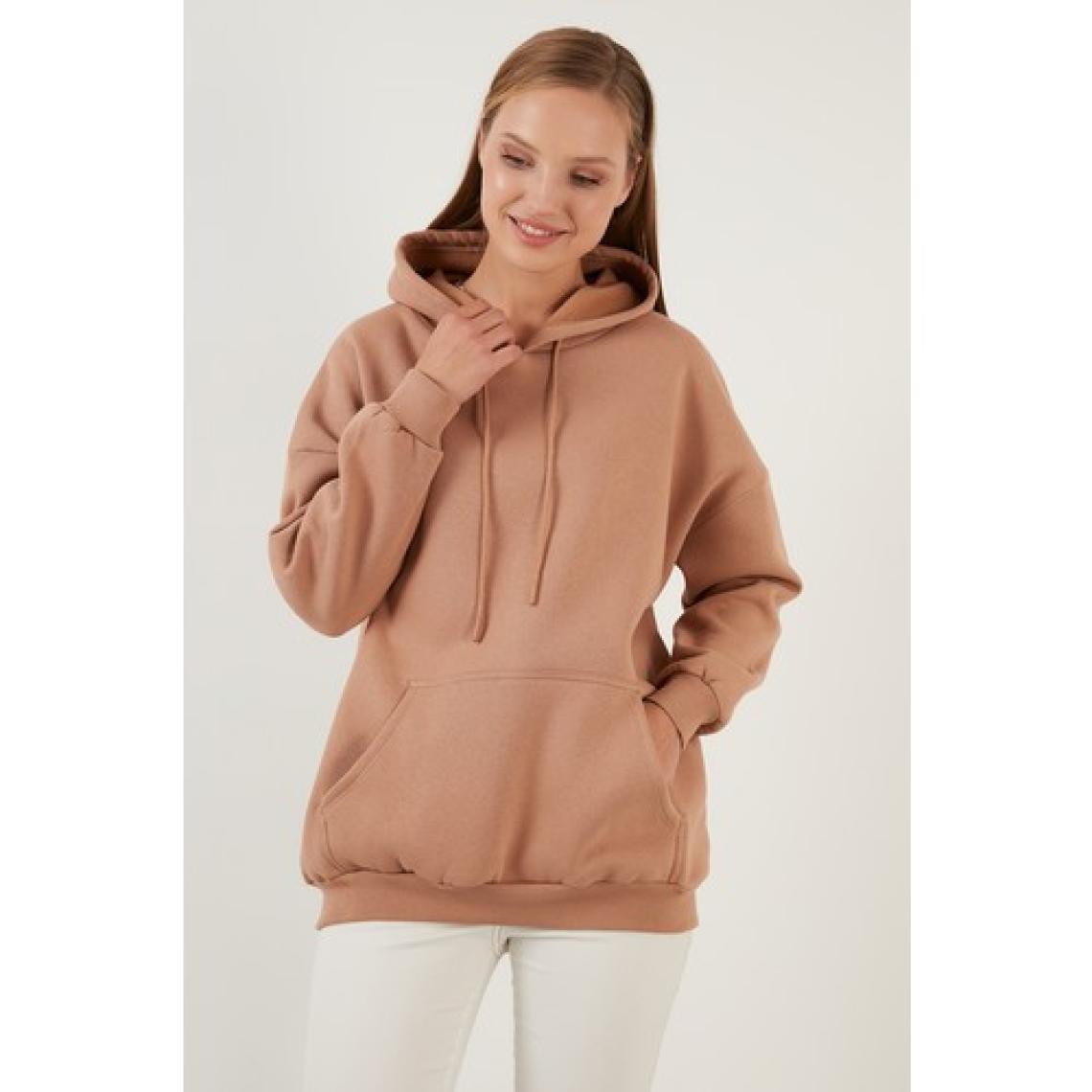 Lela Regular Fit Pamuklu Kapüşonlu Yaka Şardonlu Kışlık Sweat Bayan SWEAT 5863854