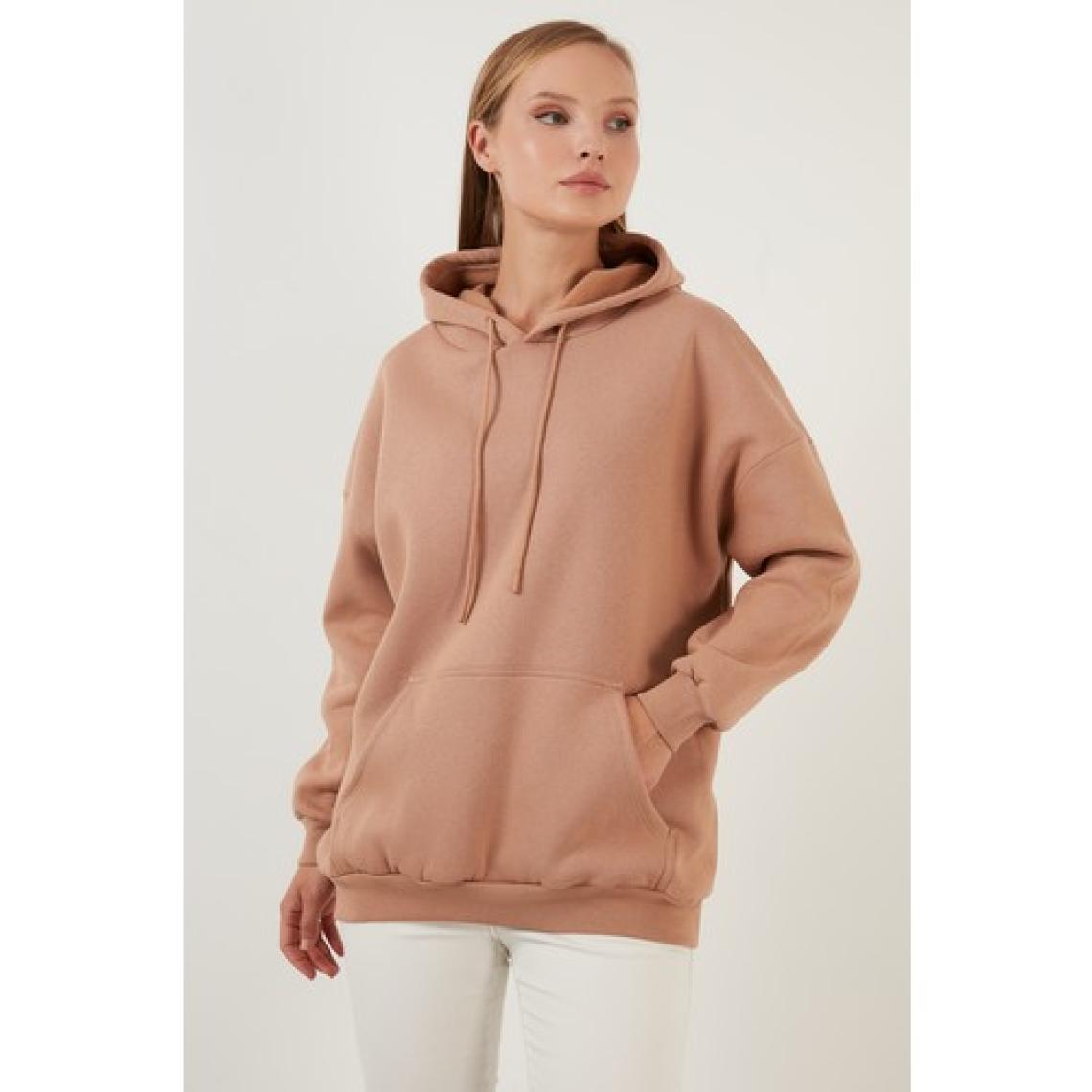 Lela Regular Fit Pamuklu Kapüşonlu Yaka Şardonlu Kışlık Sweat Bayan SWEAT 5863854