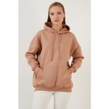 Lela Regular Fit Pamuklu Kapüşonlu Yaka Şardonlu Kışlık Sweat Bayan SWEAT 5863854
