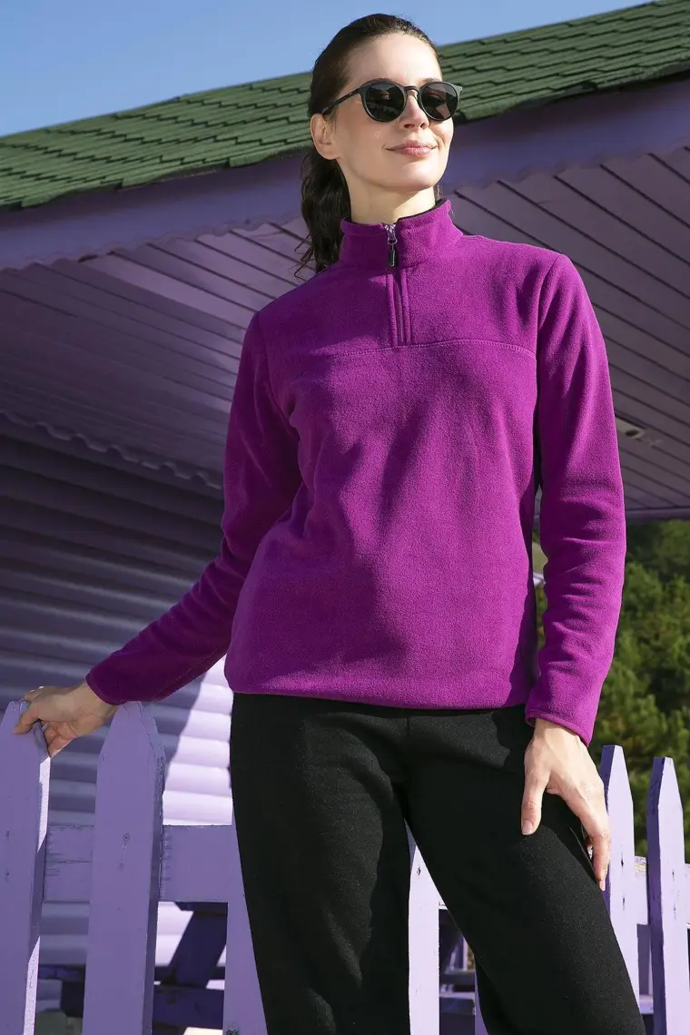 Lela Slim Fit Yumuşak Dokulu Anti-Pilling Tüylenme Yapmayan Yarım Fermuarlı Polar Bayan POLAR 5907000