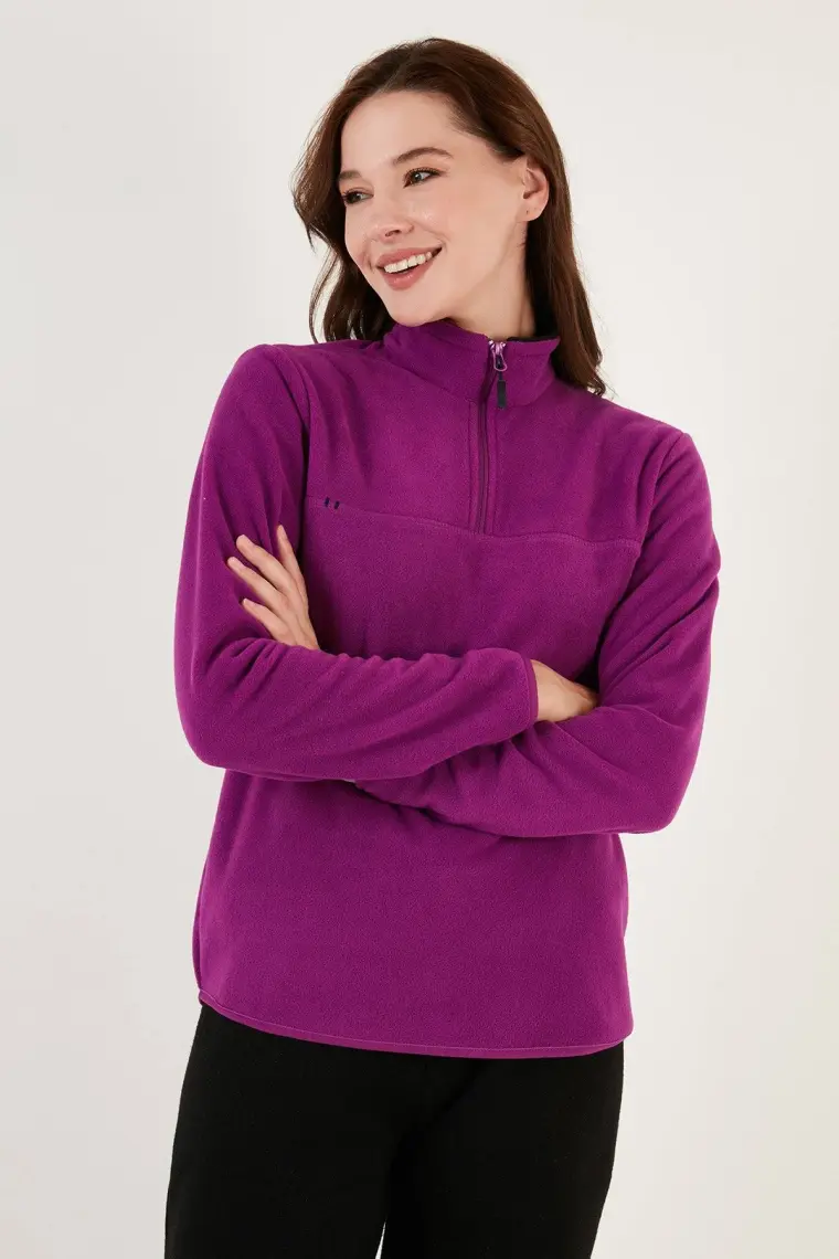 Lela Slim Fit Yumuşak Dokulu Anti-Pilling Tüylenme Yapmayan Yarım Fermuarlı Polar Bayan POLAR 5907000