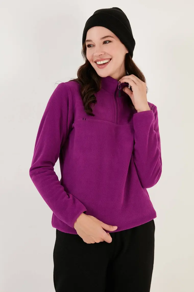 Lela Slim Fit Yumuşak Dokulu Anti-Pilling Tüylenme Yapmayan Yarım Fermuarlı Polar Bayan POLAR 5907000