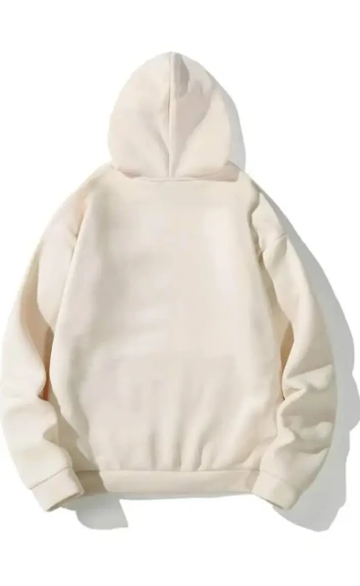 Trendseninle Bej The Happiest Baskılı Kapişonlu Sweatshirt