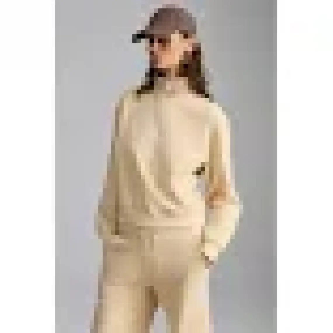 Saılenıs Kadın Yumuşacık Içi Şardonlu Organik Pamuk Yarım Fermuarlı Regular Krem Sweatshirt
