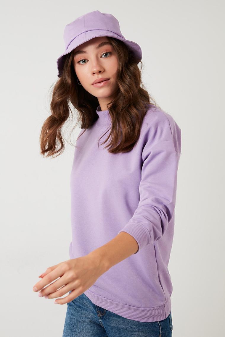 Lela Dik Yaka Basic Örme Sweat Kadın Sweat 5863323