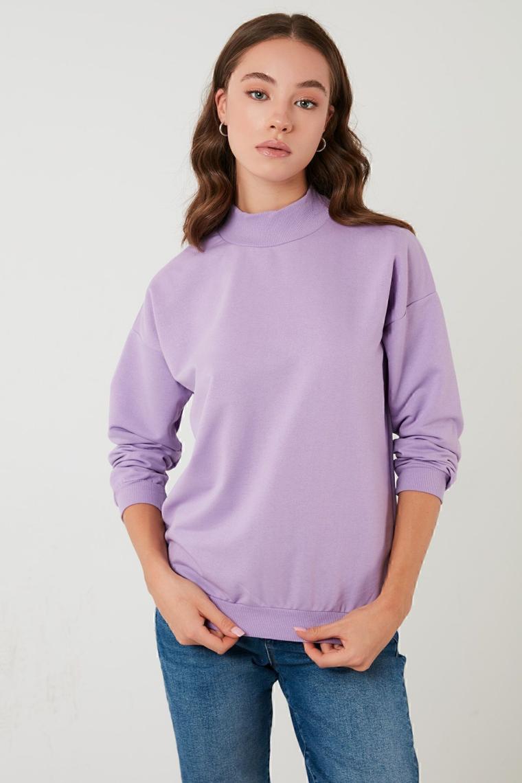Lela Dik Yaka Basic Örme Sweat Kadın Sweat 5863323