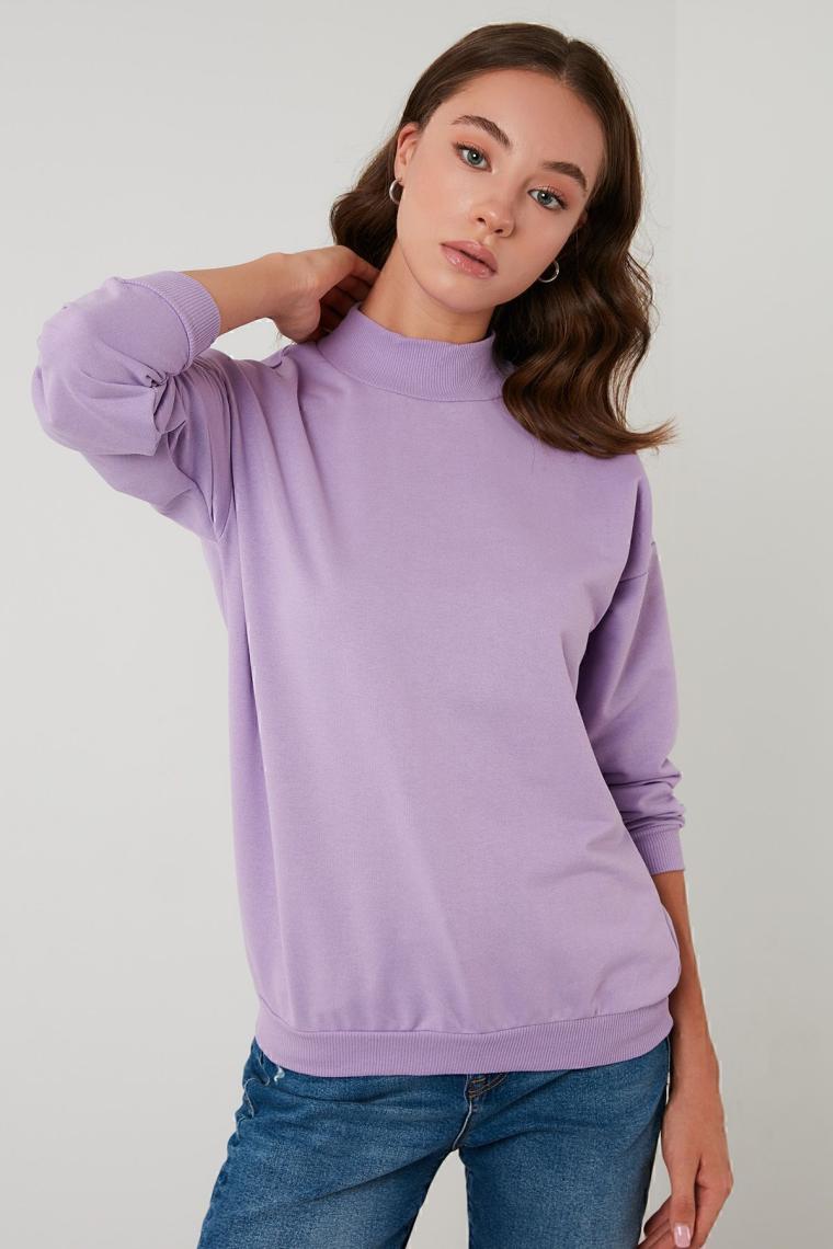 Lela Dik Yaka Basic Örme Sweat Kadın Sweat 5863323