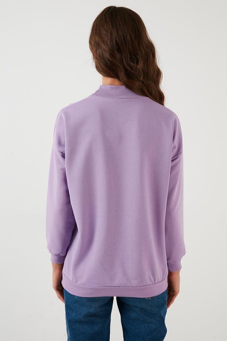 Lela Dik Yaka Basic Örme Sweat Kadın Sweat 5863323