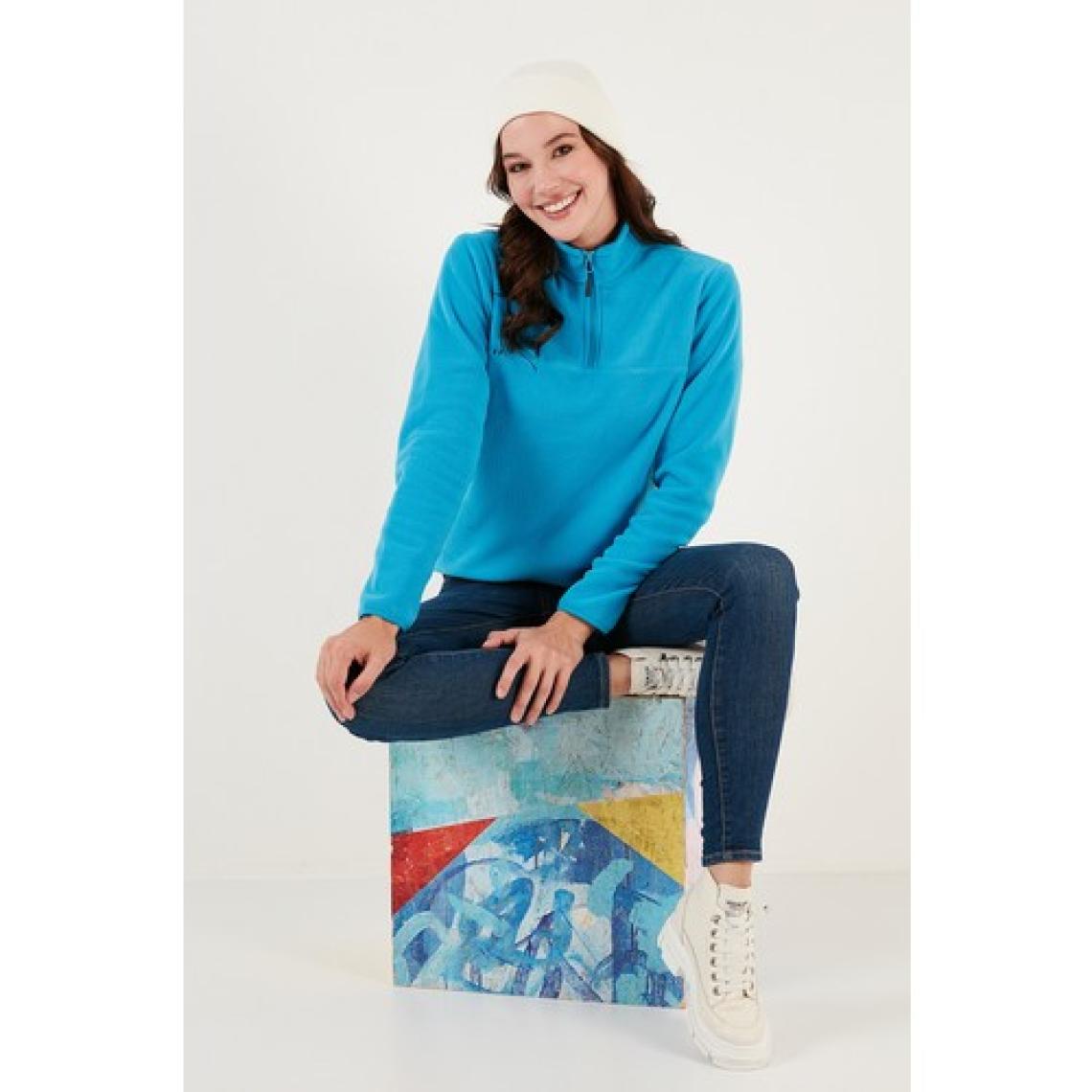 Lela Slim Fit Yumuşak Dokulu Anti-Pilling Tüylenme Yapmayan Yarım Fermuarlı Polar Bayan POLAR 5907000