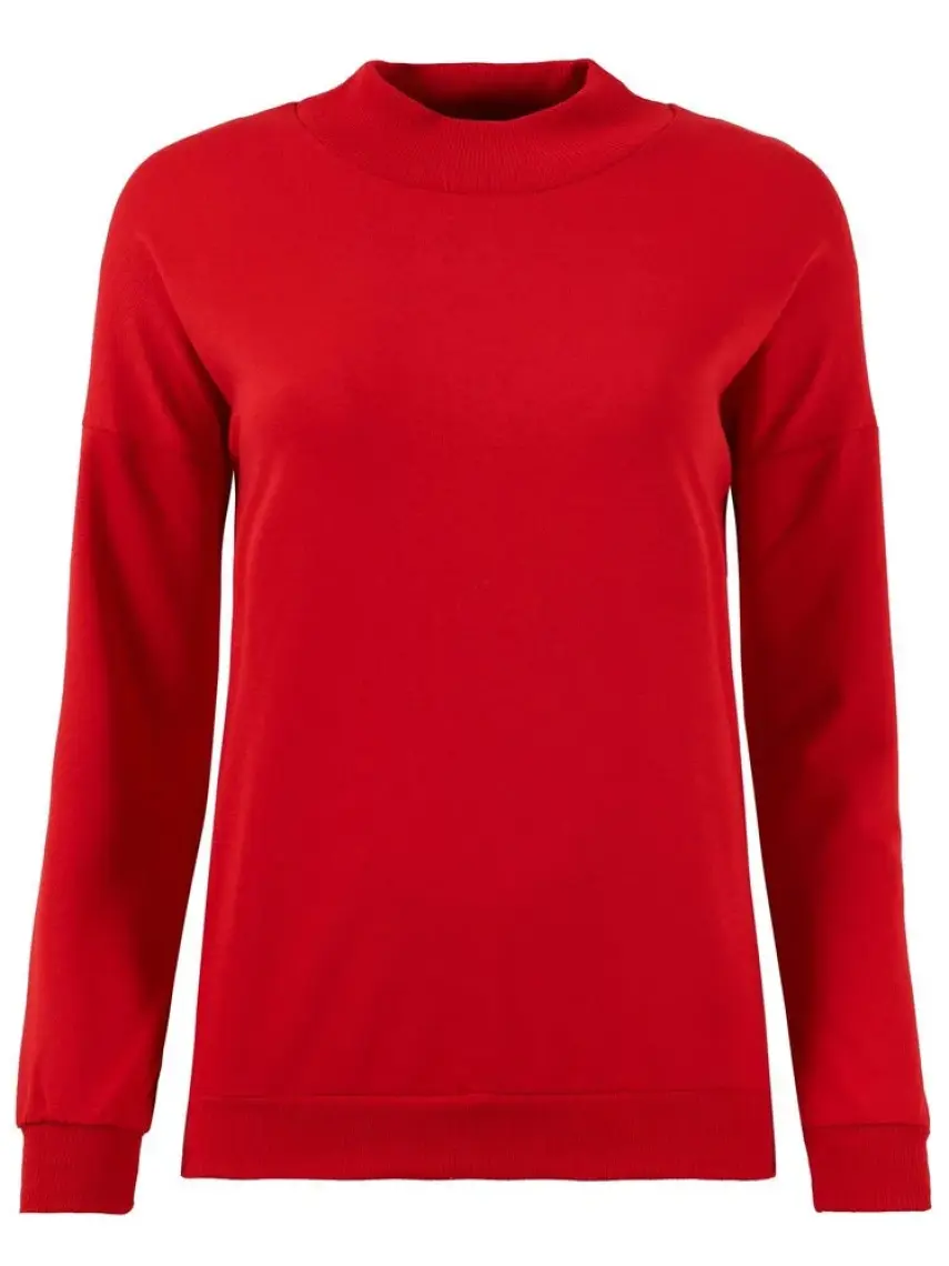 Lela Dik Yaka Basic Örme Sweat Bayan Sweat 5863323