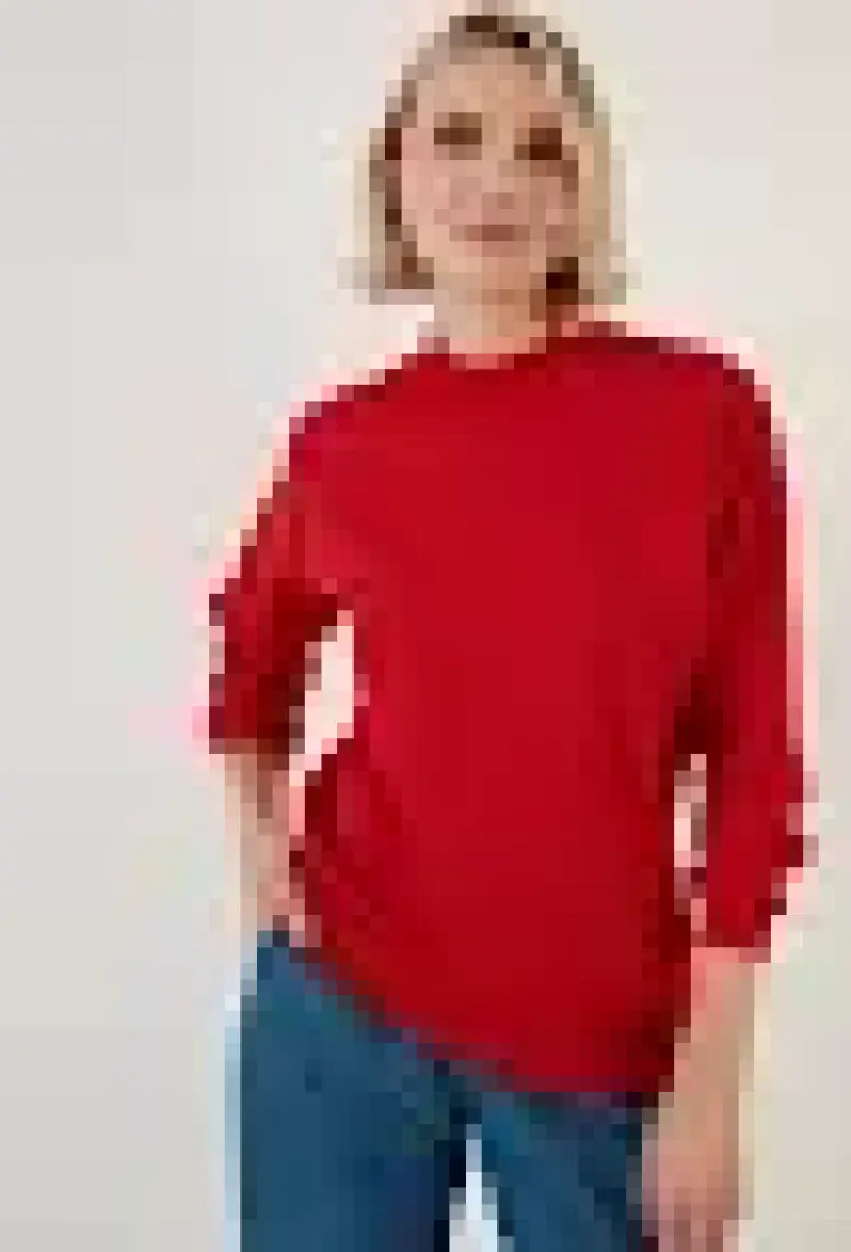 Lela Dik Yaka Basic Örme Sweat Bayan Sweat 5863323