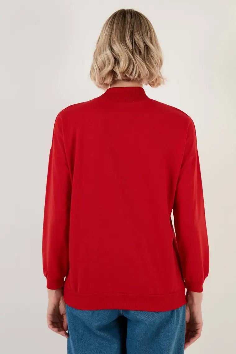 Lela Dik Yaka Basic Örme Sweat Bayan Sweat 5863323