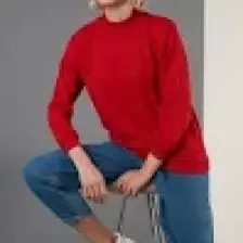 Lela Dik Yaka Basic Örme Sweat Bayan Sweat 5863323