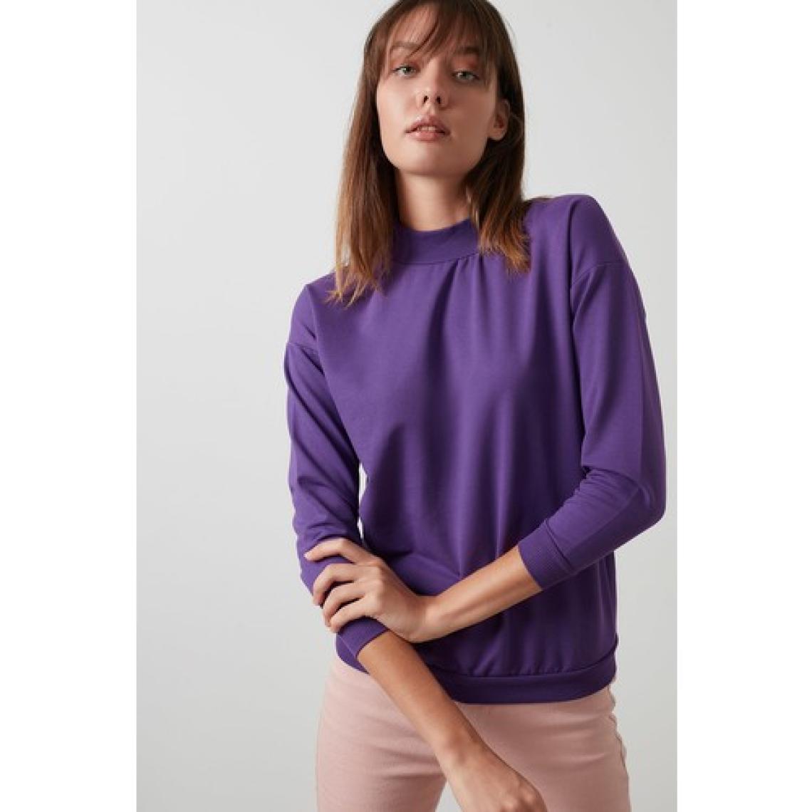 Lela Dik Yaka Basic Örme Sweat Kadın Sweat 5863323