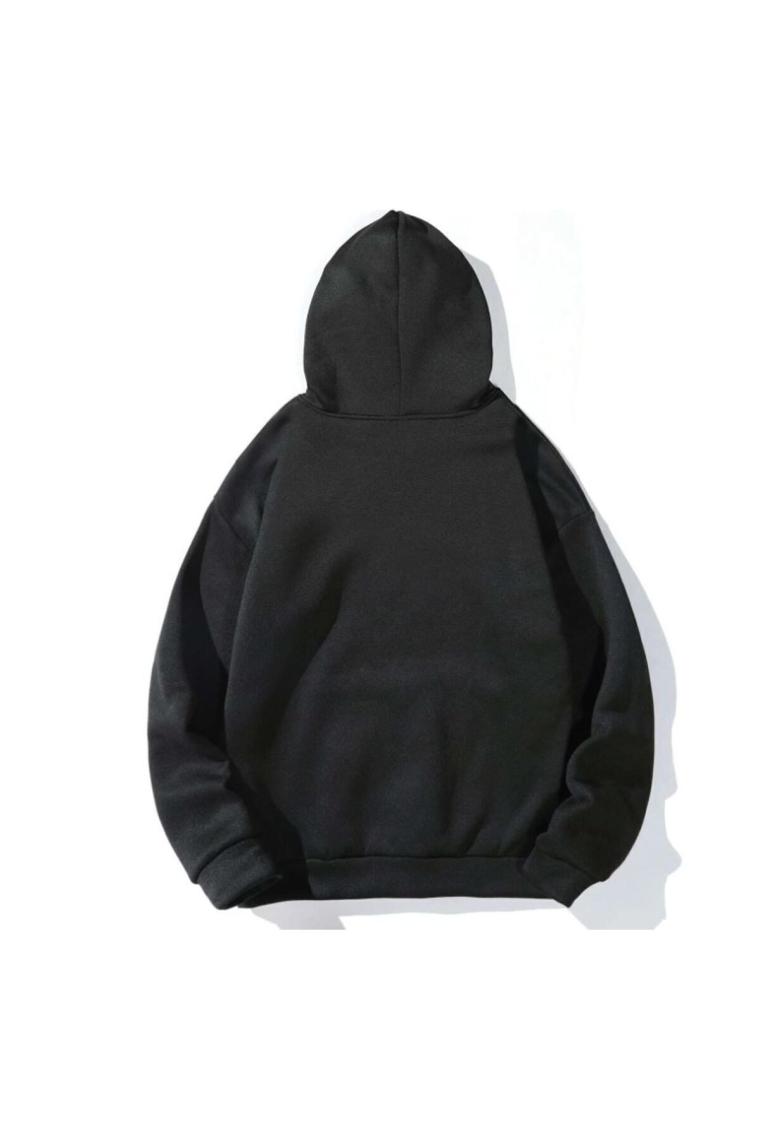 Trendseninle Siyah The Happiest Baskılı Kapişonlu Sweatshirt