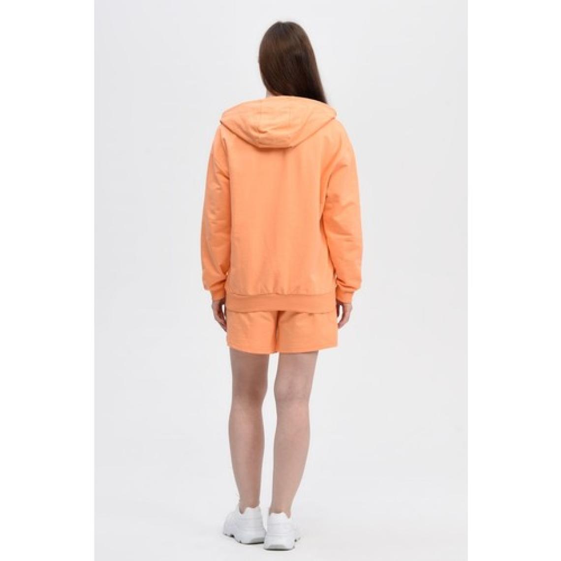Defy's Kadın Kapüşonlu Fermuarlı Oversıze Sweatshirt Oranj