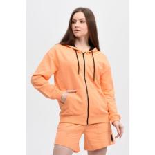 Defy's Kadın Kapüşonlu Fermuarlı Oversıze Sweatshirt Oranj