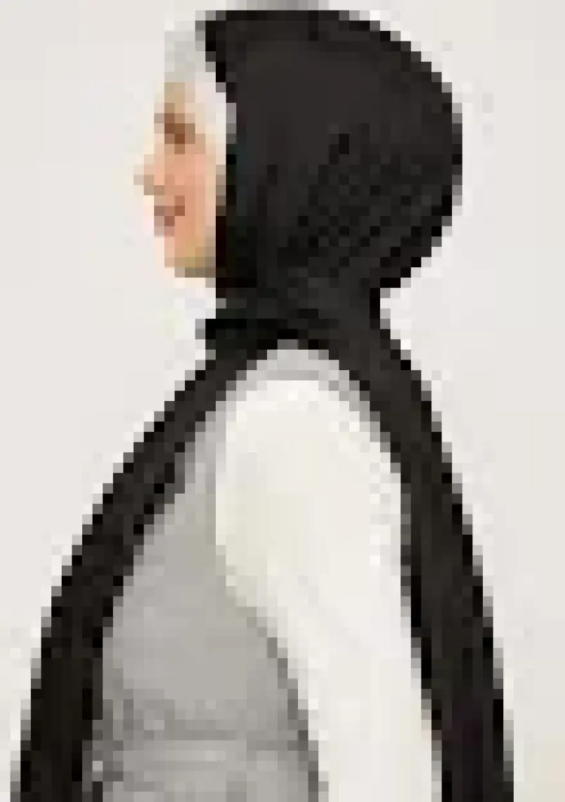 Levidor Siyah - Bej Halka Desen Monogram Şal