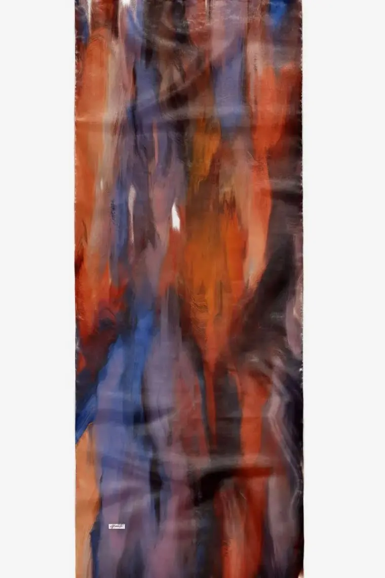 Afvente Sanat Desen Turuncu Pamuk Şal