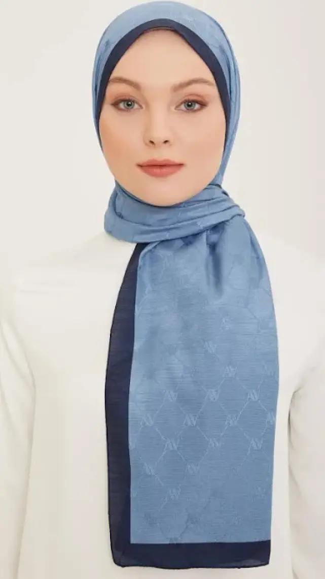 Armine Trend Monogram Şal 2-150 - Mavi