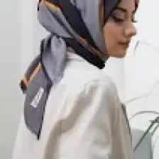 Afvente Çizgili Desen Gri Pamuk Eşarp