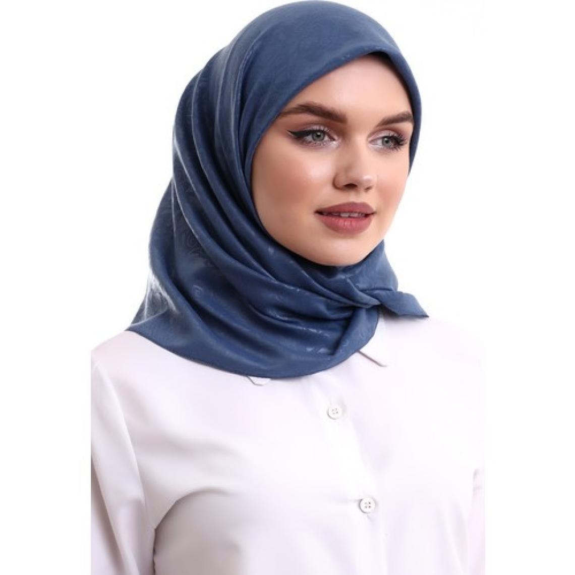 İhvan Online Kofra Desenli Baş Örtü - Mavi