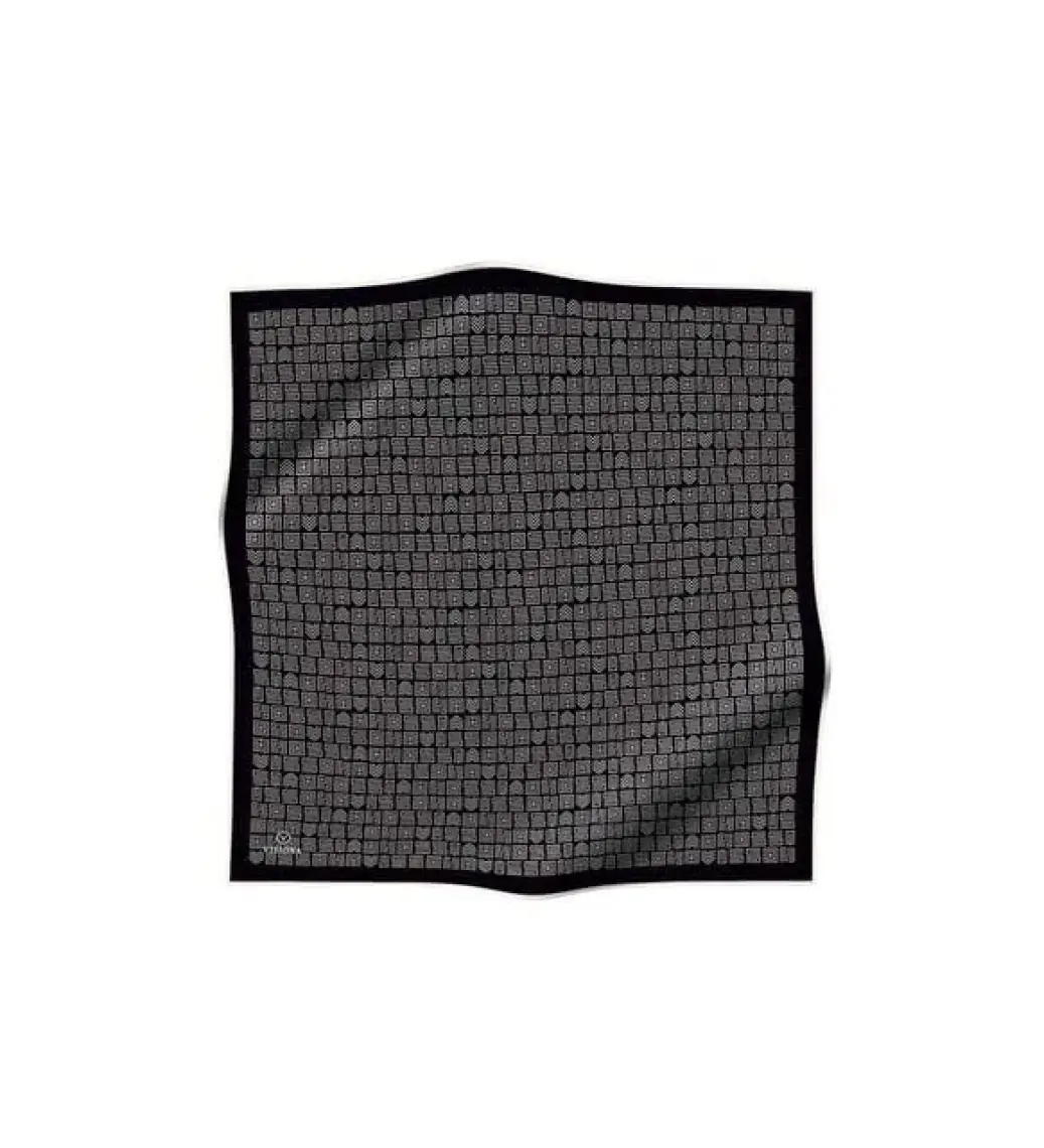 Vissona Twill Ipek Eşarp Siyah/krem